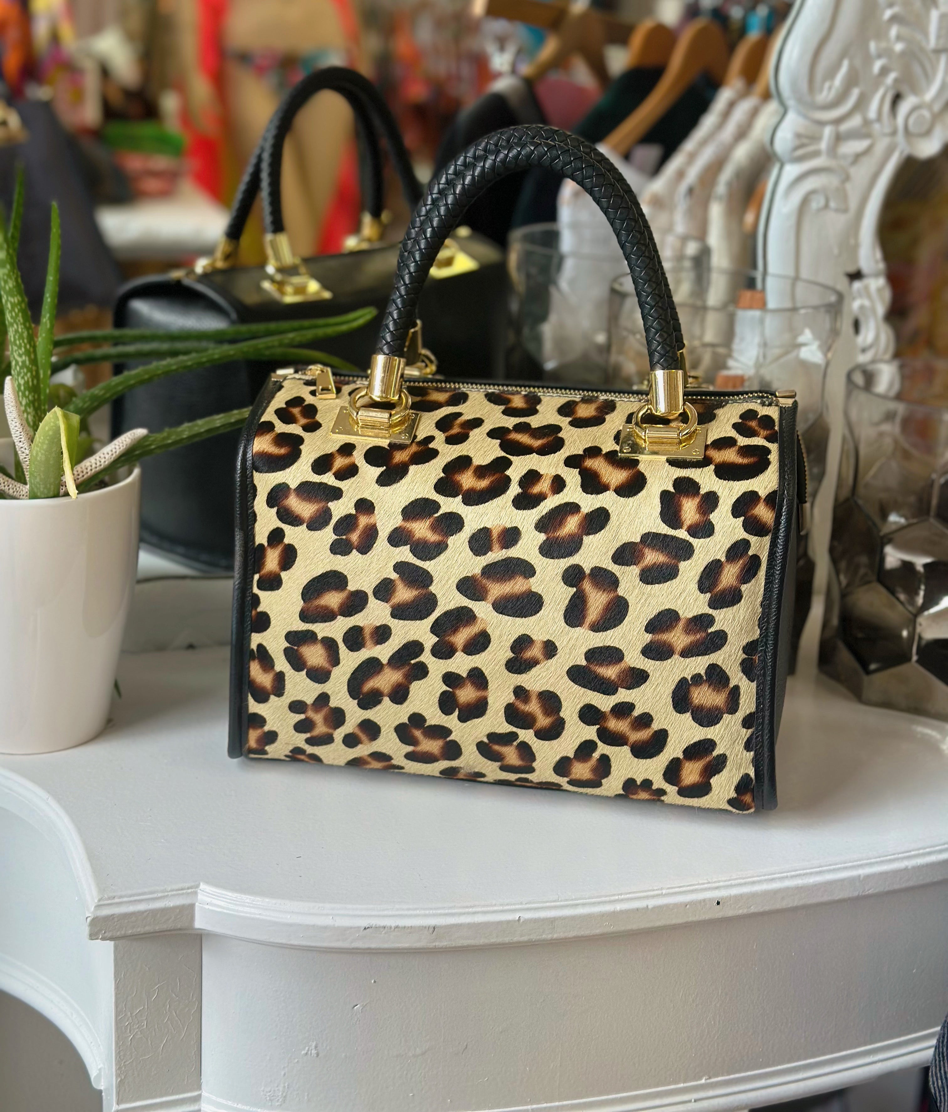 Animal Print Italian Leather Handbag