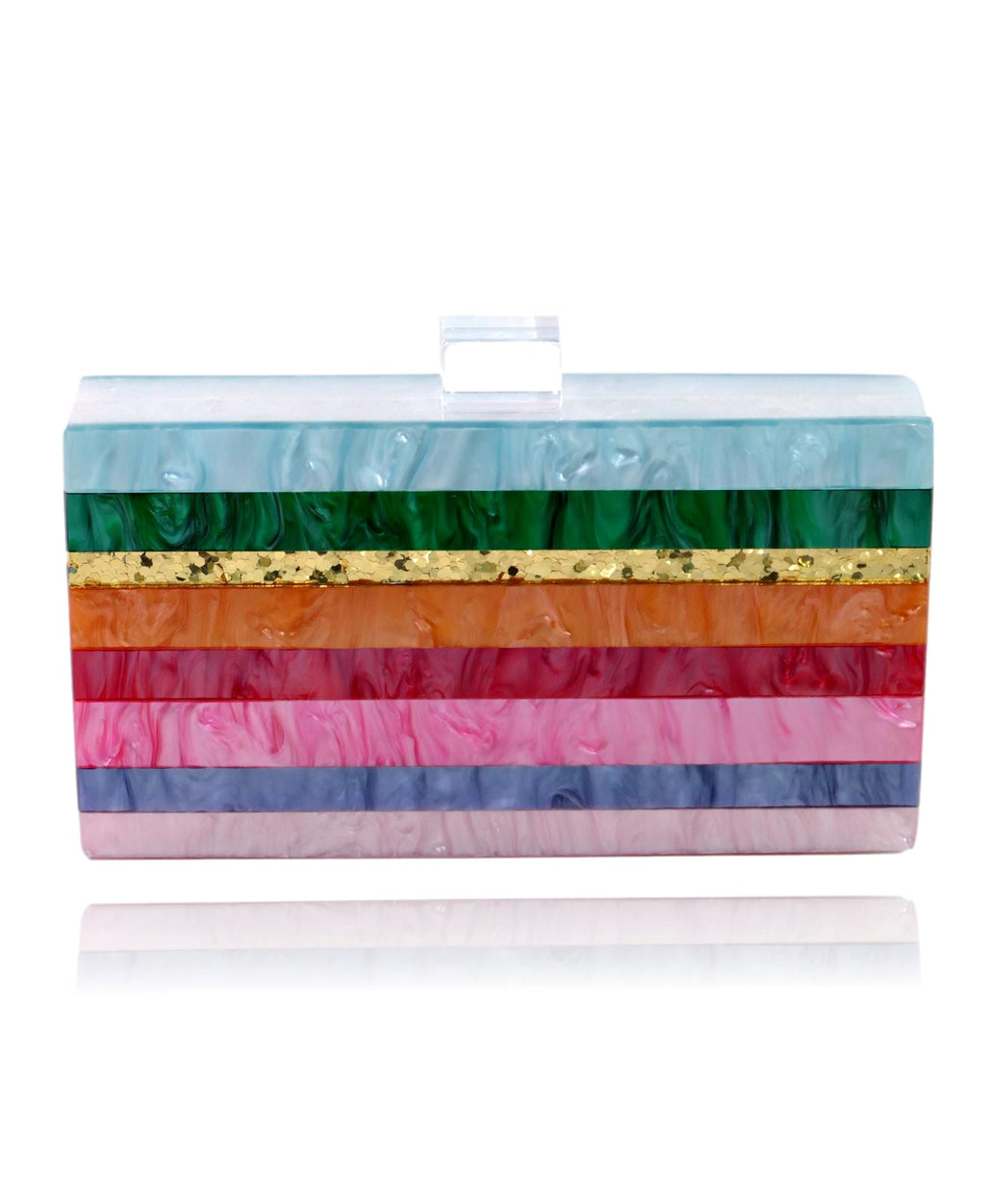 Dreaming Rainbow Stripe Women's Acrylic Box Clutch