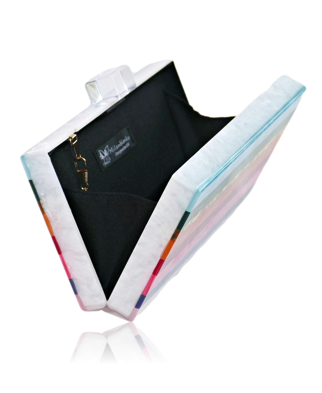 Dreaming Rainbow Stripe Women's Acrylic Box Clutch