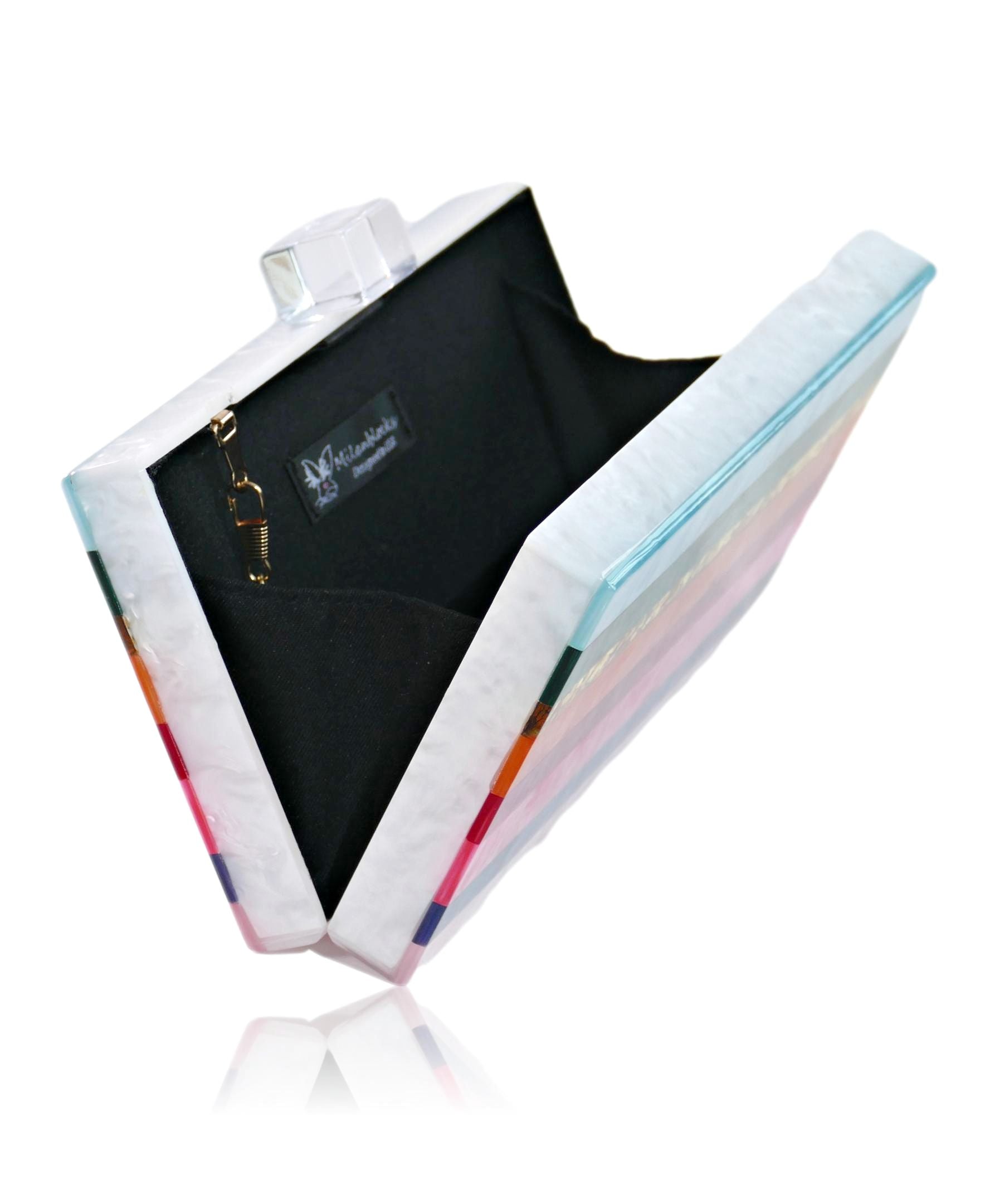 Dreaming Rainbow Stripe Women's Acrylic Box Clutch
