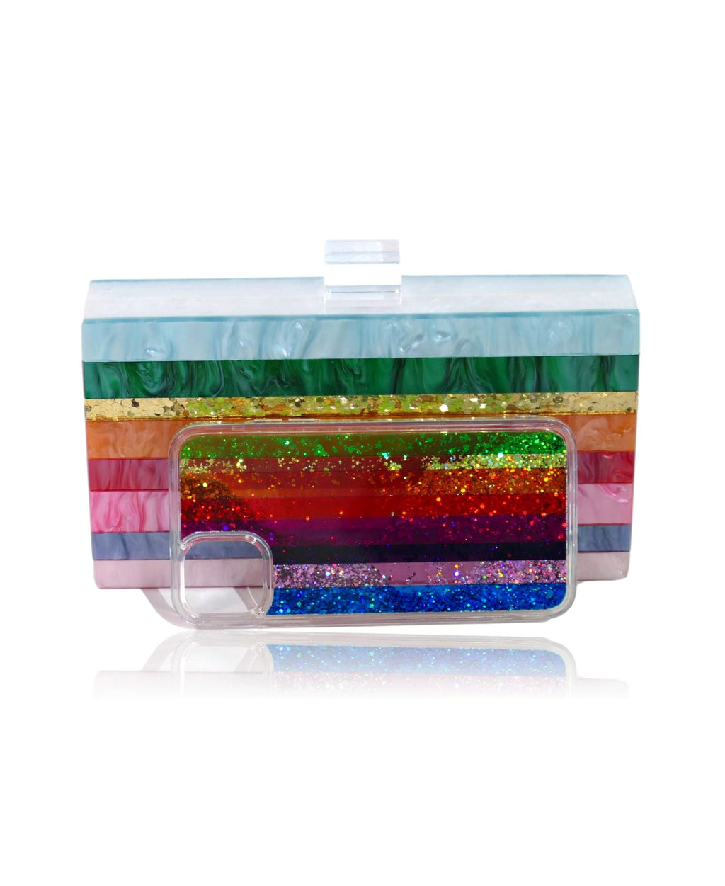 Dreaming Rainbow Stripe Women's Acrylic Box Clutch